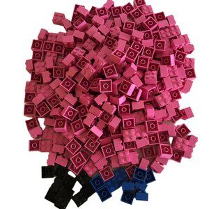 369 LEGO Basic Bricks Blocks 2x2 Pink Blue Black Bulk Lot Great Condition